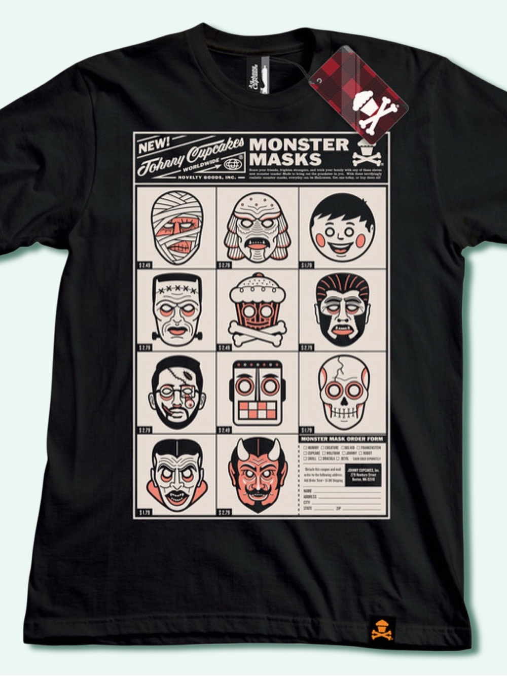 Johnny Cupcakes Monster Masks Tee Coffin Suitcase Tour 2012 S NWT JC Vault VTG